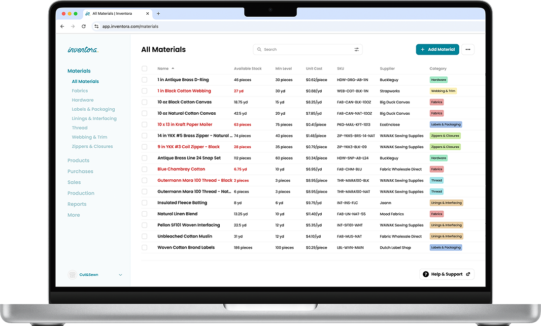 Inventory system for Textile Business | Inventora