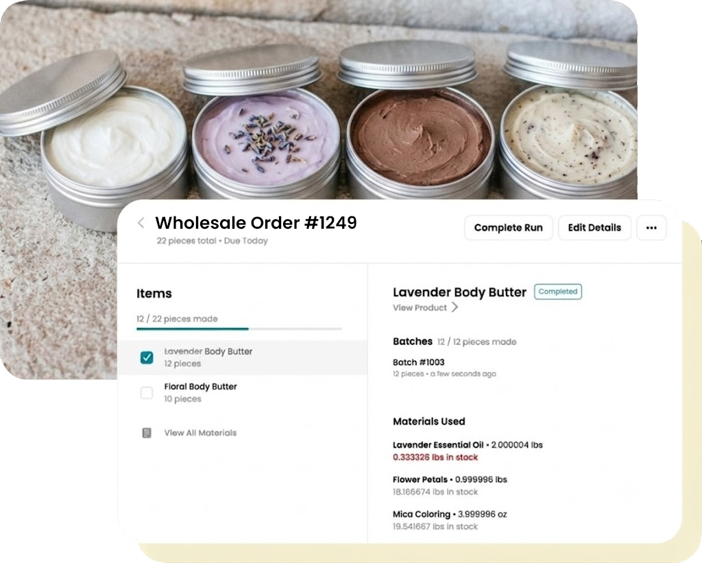 Manage Production for Skincare Business